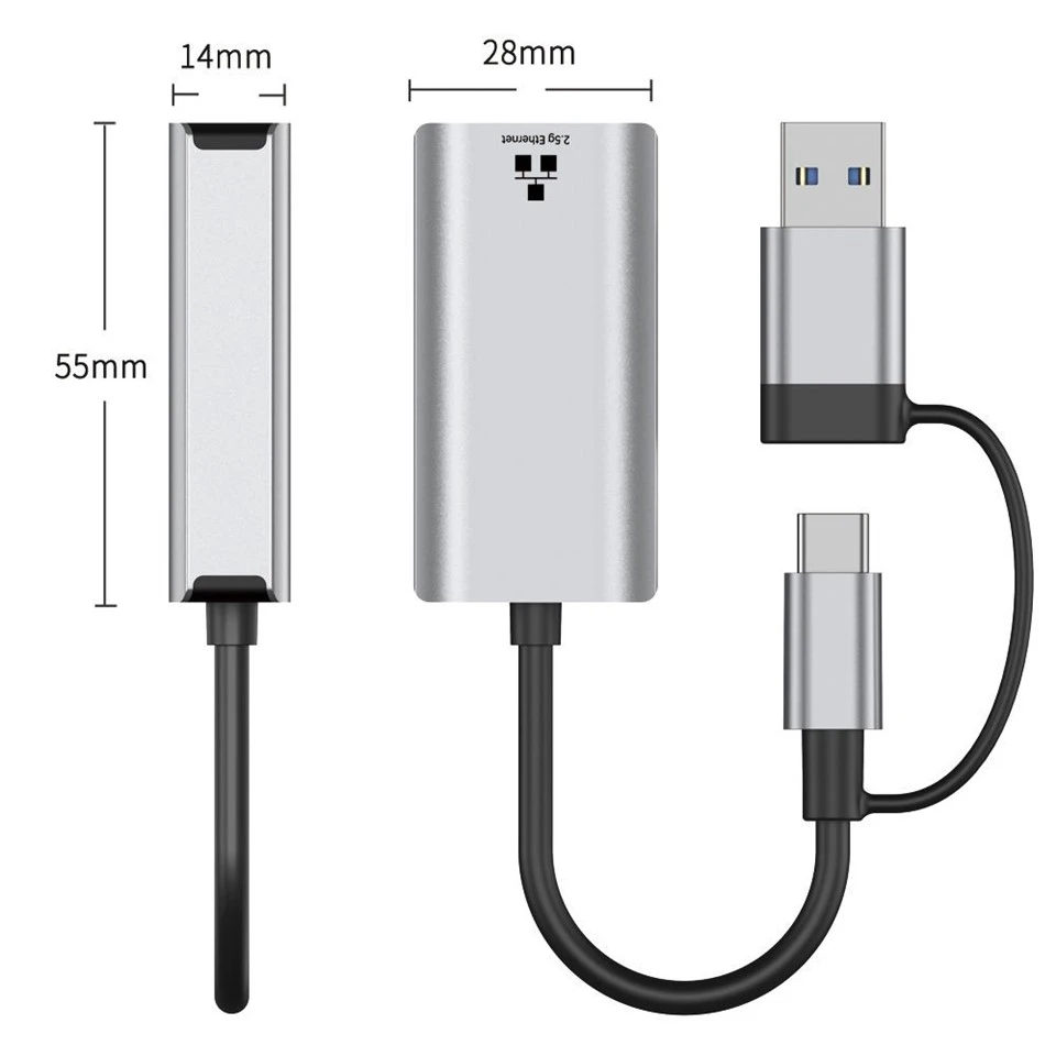 2.5G USB-C USB 3.0 To Ethernet Adapter – 2500Mbps Aluminum Alloy Plug Play LAN Converter best