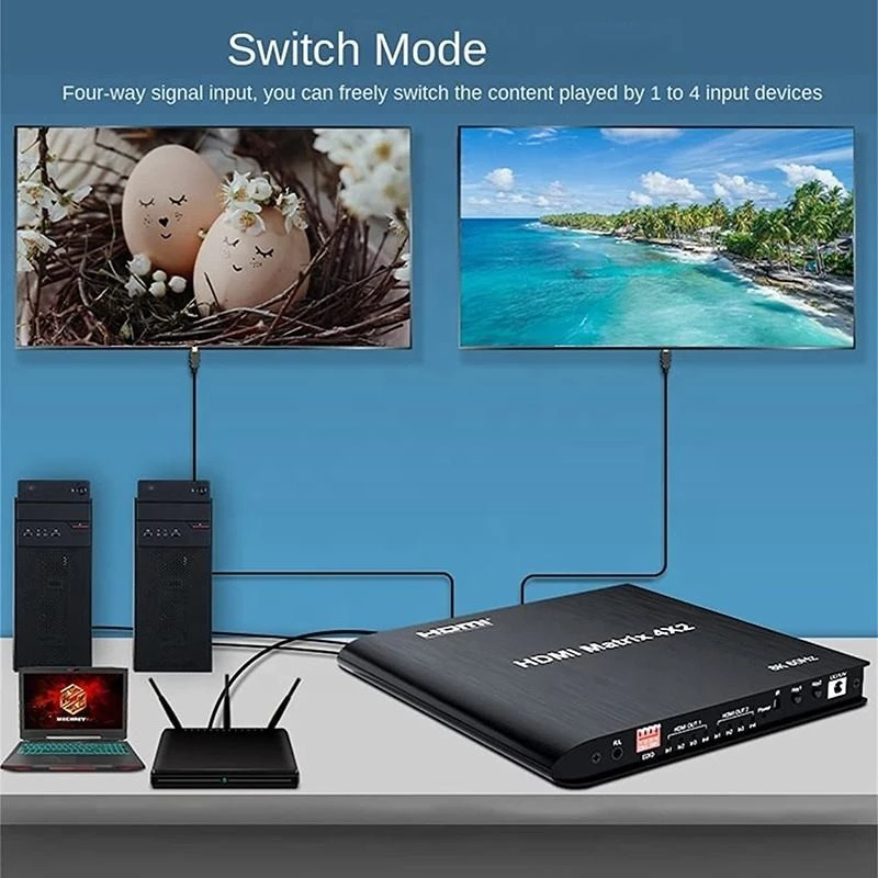 8K 60Hz HDMI Matrix 4x2 Support HDR 3D 8K HDMI Switch Splitter best
