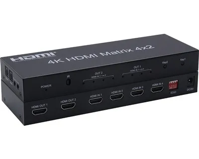 3D V2.0 HD Matrix 4x2 Video Switcher With 5.1 Audio Support HDMI Matrix