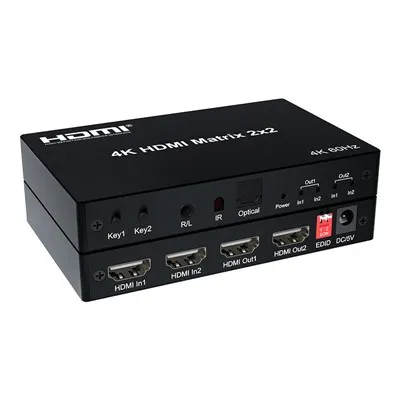 4K 60Hz HDMI Matrix 2X2 HDMI Matrix Switch 2 in 2 Out With Audio