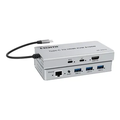 4K 60Hz HDR-10 Metal Type-C To KVM Video Switcher Adapter For 4 Displays