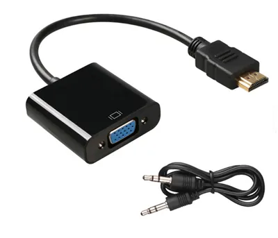 HD 1080P Gold Plated HDMI To VGA Adapter With 3.5mm Audio Cable