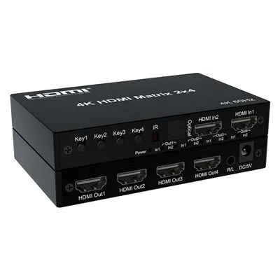 V2.0 HDMI Matrix 2x4 4K@60Hz HDMI Matrix Switch 2 in 4 Out With IR