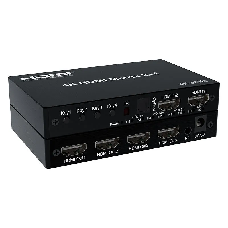 V2.0 HDMI Matrix 2x4 4K@60Hz HDMI Matrix Switch 2 in 4 Out With IR