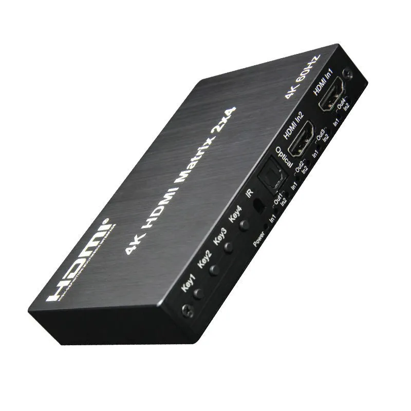 V2.0 HDMI Matrix 2x4 4K@60Hz HDMI Matrix Switch 2 in 4 Out With IR factory