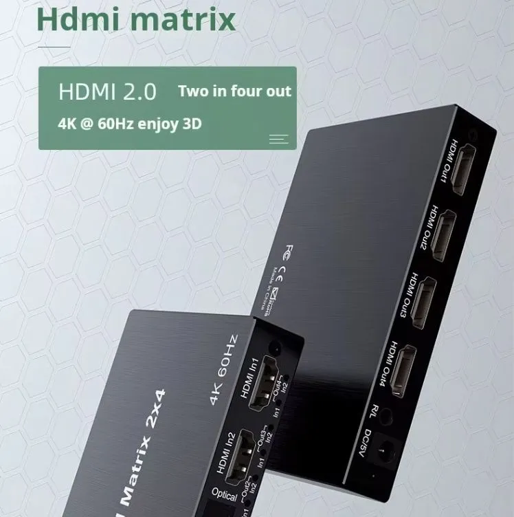 V2.0 HDMI Matrix 2x4 4K@60Hz HDMI Matrix Switch 2 in 4 Out With IR price