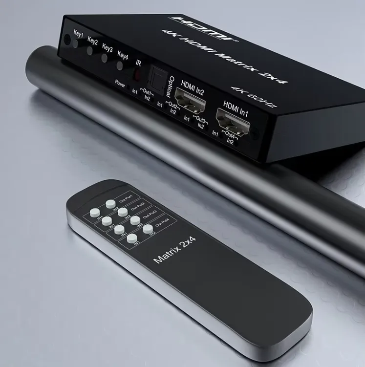 V2.0 HDMI Matrix 2x4 4K@60Hz HDMI Matrix Switch 2 in 4 Out With IR high quality